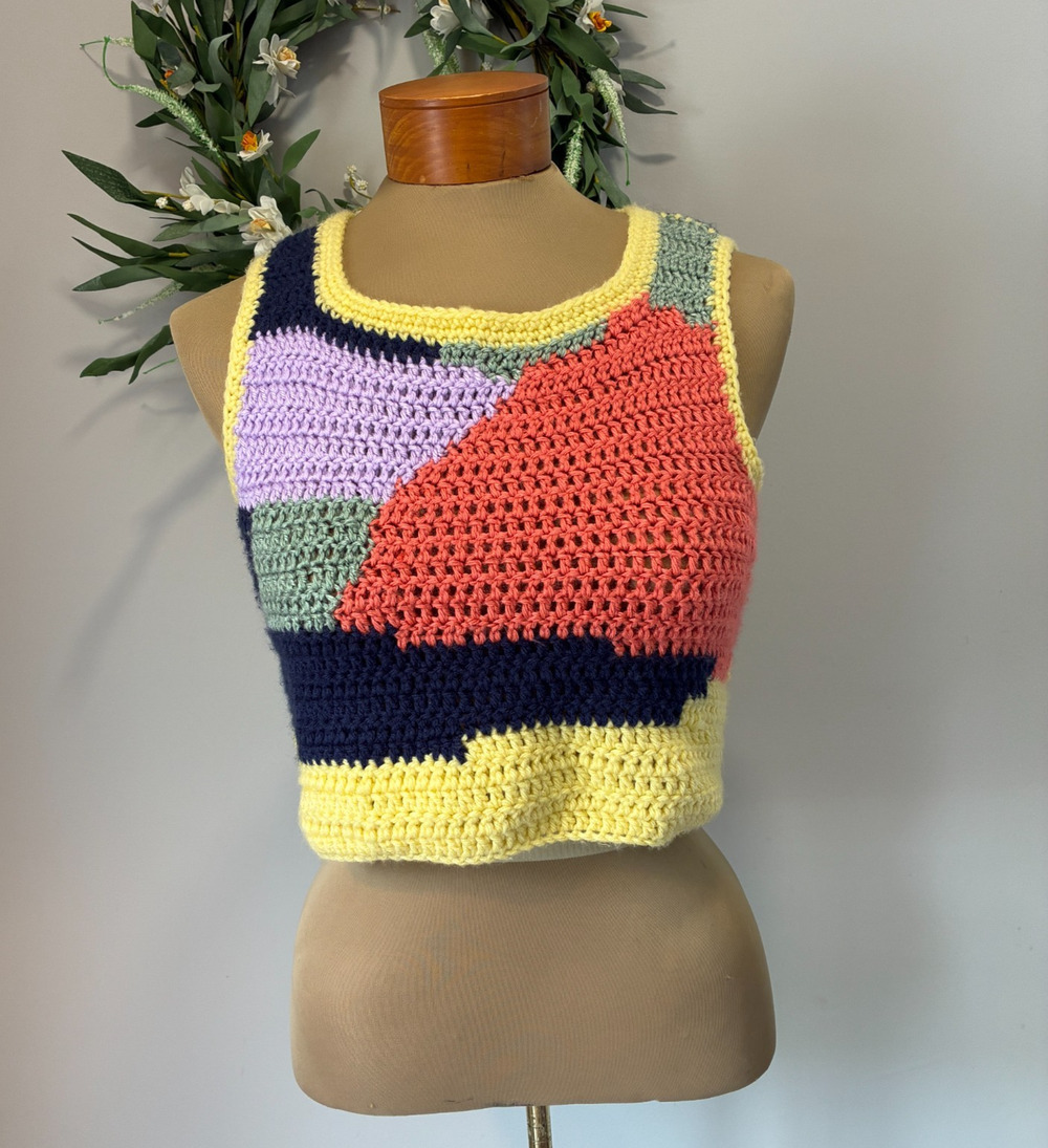 Handmade Boho/Festival Colorful Crochet Crop Women, Size Small